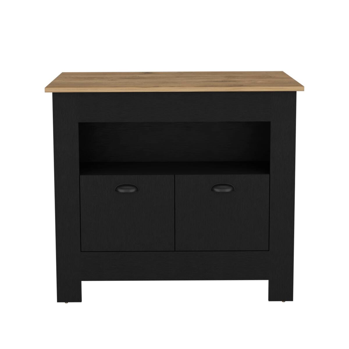 Angle. Loheer - Loheer Arlet Modern Stationary Kitchen Island with Storage Cabinet and Shelf - Multicolor.