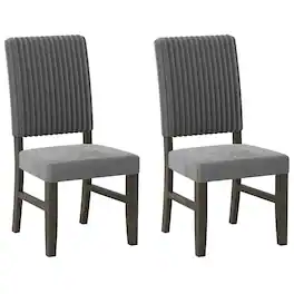Gymax - Dining Chair Set of 2 Mid-Century Modern Velvet Fabric Upholstered Chairs - Gray