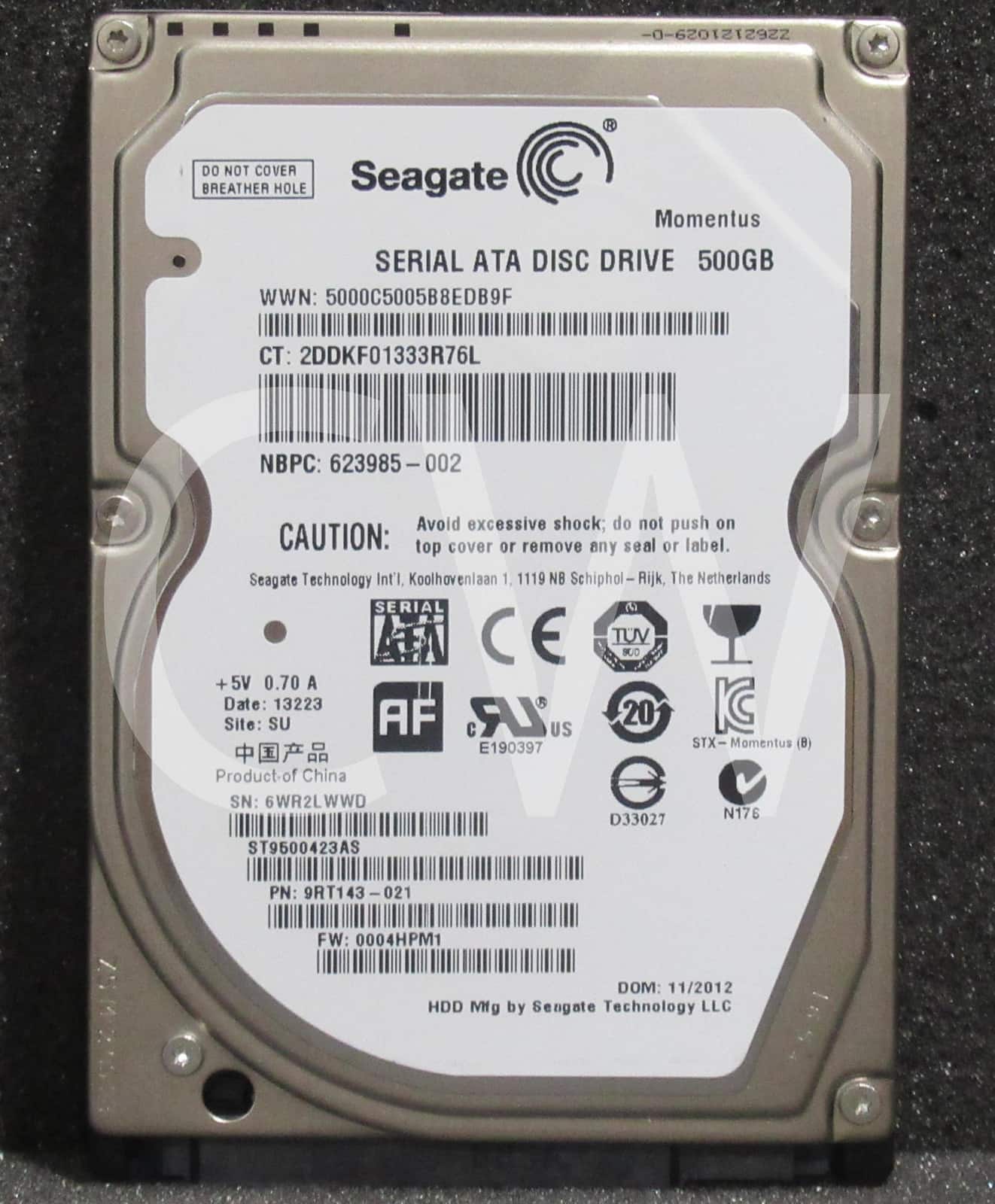 Seagate - ST9500423AS 9RT143 500GB 7.2K RPM 3Gb/s 2.5" SATA Laptop HDD Hard Drive