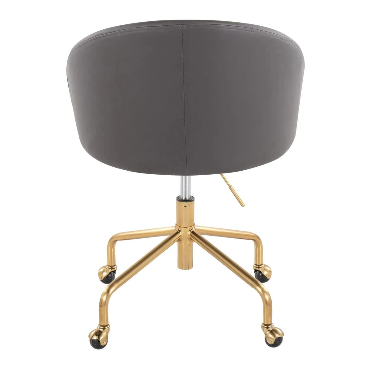 Back. LumiSource - Claire Task Chair Glam Gold Metal Frame Grey Faux Leather - Grey.