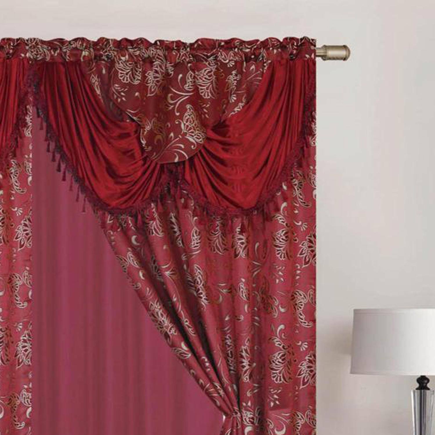 Left. RT Designers Collection - RT Designers Collection Clayton Burgundy 2-Piece Thermal Insulated Grommet Curtain Panels - Burgundy.