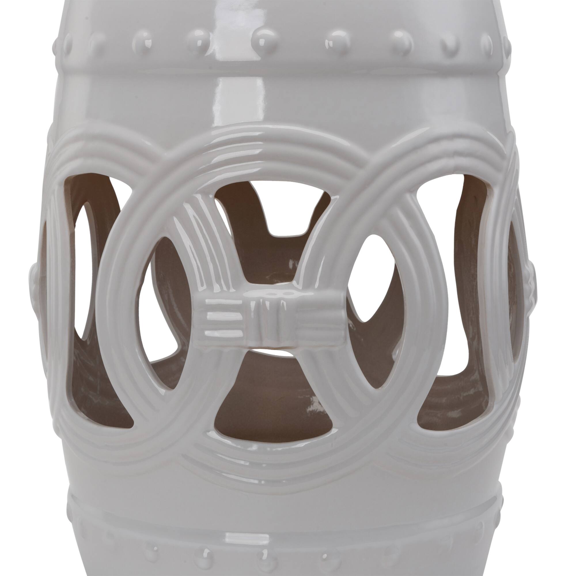 Alt View 4. Outsunny - Outsunny 14" x 17" Ceramic Garden Stool with Double-Coin Knotted Ring Design & Strong Glazed Material - White.