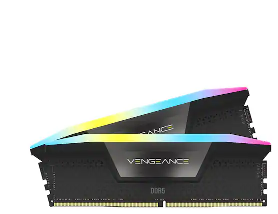 Front. CORSAIR - VENGEANCE RGB 64GB (2x32GB) 6400MHz DDR5 C32 DIMM Desktop Memory - Black.