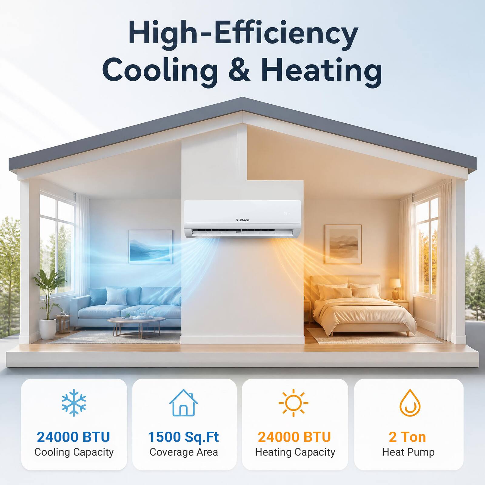 High-Efficiency Cooling & Heating

1-Uthzen

24000 BTU Cooling Capacity

1500 Sq.Ft Coverage Area

24000 BTU Heating Capacity

2 Ton Heat Pump