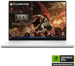 ASUS - ROG Zephyrus G14 14" OLED 3K 120Hz Gaming Laptop - AMD Ryzen 9 270 - 16GB LPDDR5X - GeForce RTX 5060 - 1TB SSD - Platinum White - Front_Zoom