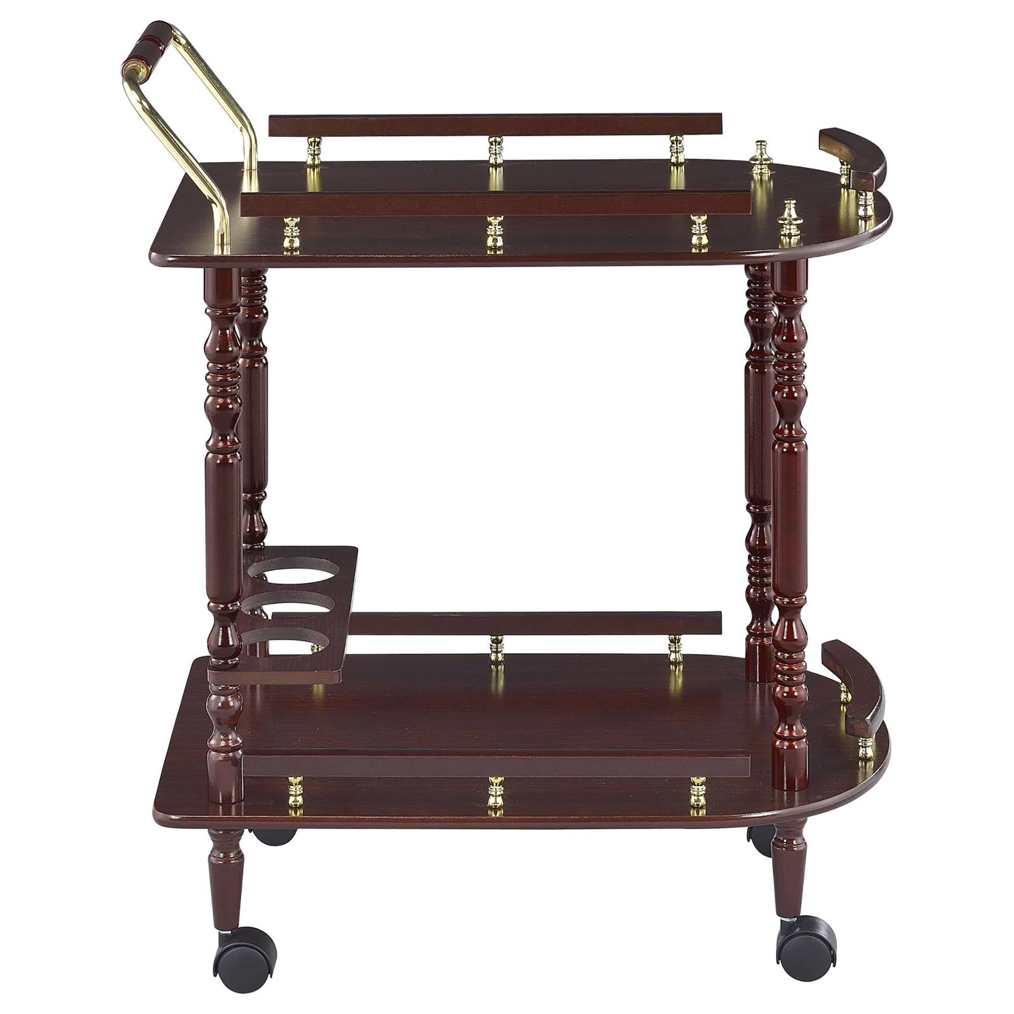 Alt View 1. APRILSOUL - Merlot and Brass 2-shelf Serving Cart - Brown.