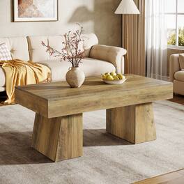 Tribesigns - Coffee Table with Engineered Wood Construction, Adjustable Feet and Rectangular Top for Living Room - Brown