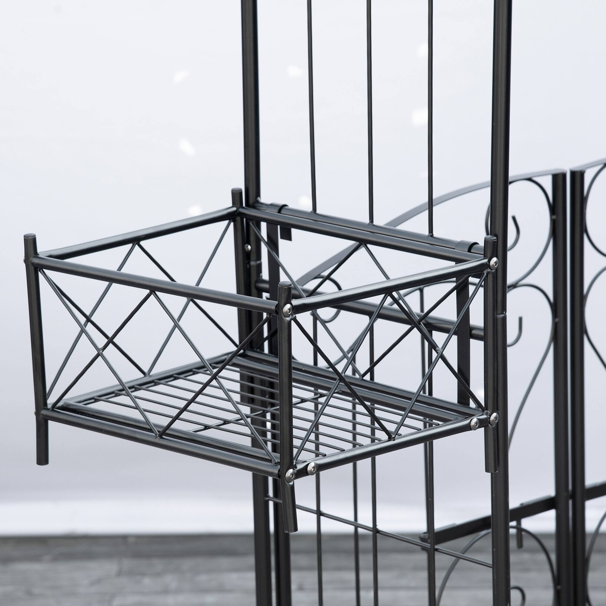 Alt View 4. Outsunny - 7' Garden Arch Arbor, Metal Arch Trellis with Gate, Garden Archway for Climbing Vines - Black.