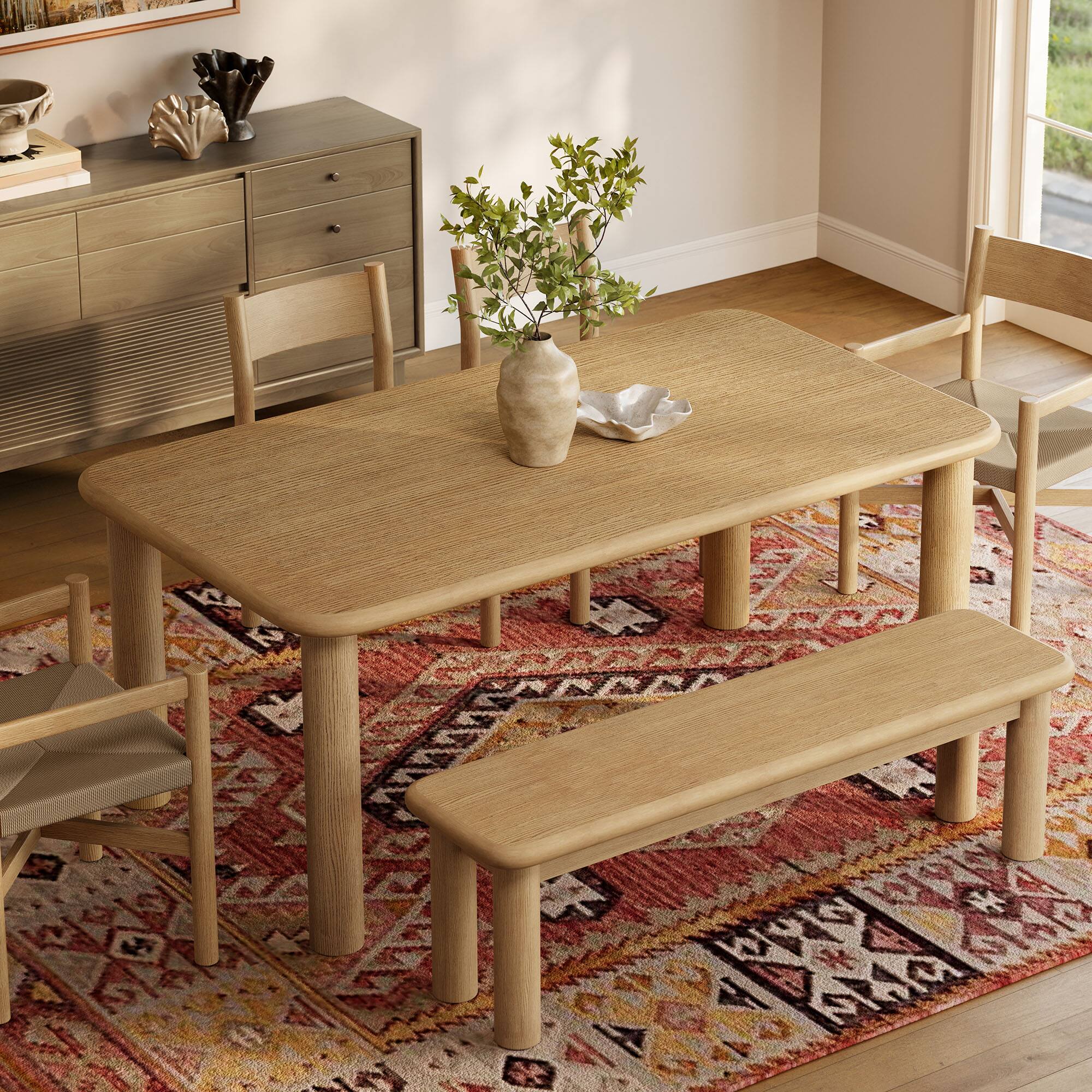Alt View 4. Modway - Alvia 6-Piece Wood Dining Table and Seating Set by Modway - Weathered Oak.