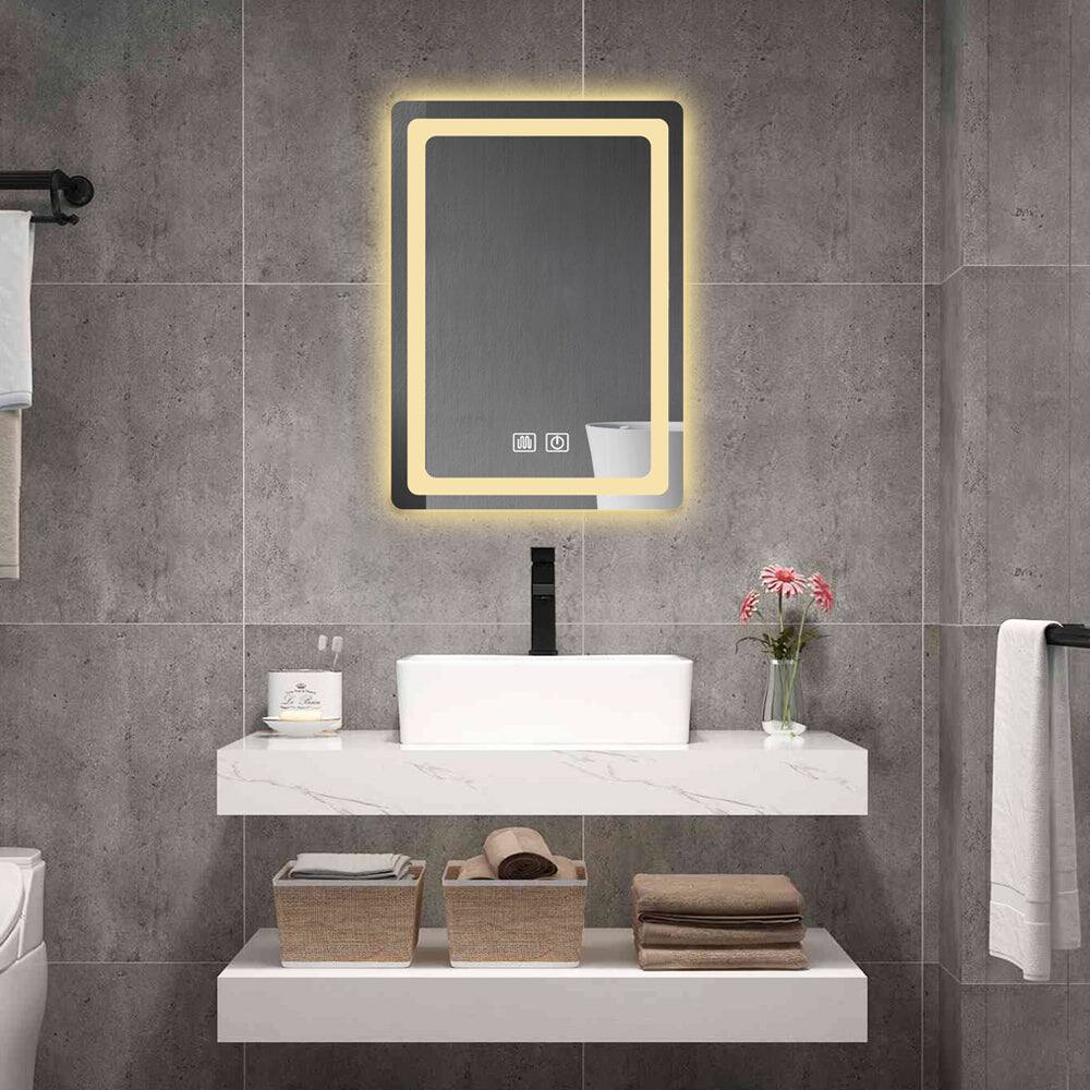 BreeBe 27 in LED Bathroom Vanity Mirror Polished Crystal Smart Lighted ...