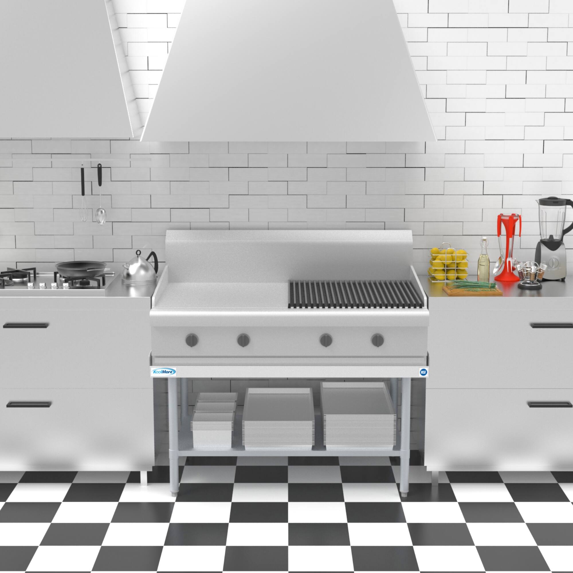 Alt View 8. Koolmore - 30" x 48" 16-Gauge Stainless Steel Equipment Stand with Galvanized Undershelf, EQT-163048. - Silver.