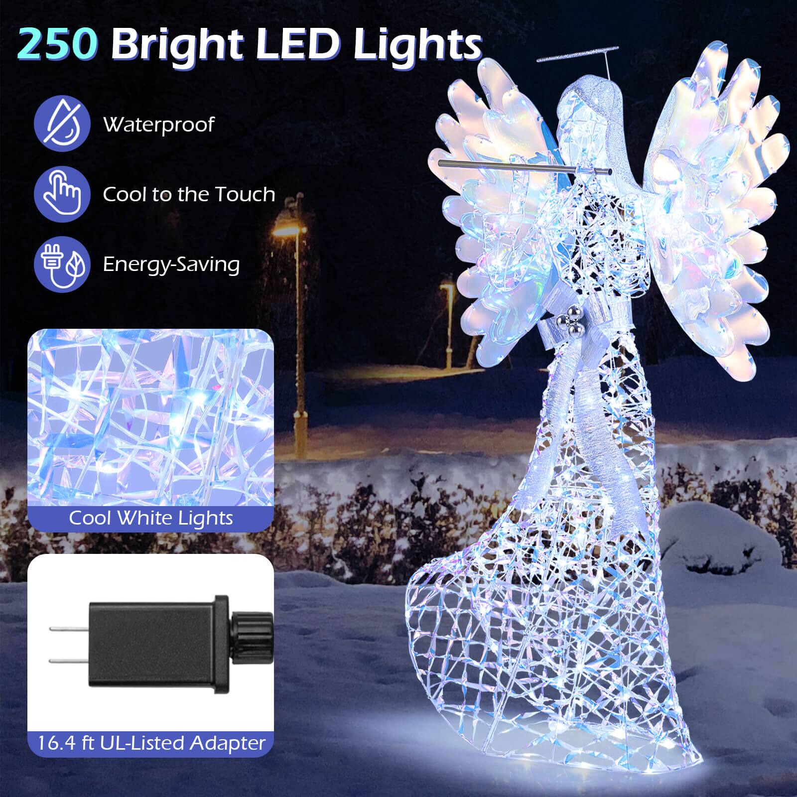 250 Bright LED Lights

- Waterproof
- Cool to the Touch
- Energy-Saving

Cool White Lights

16.4 ft UL-Listed Adapter
