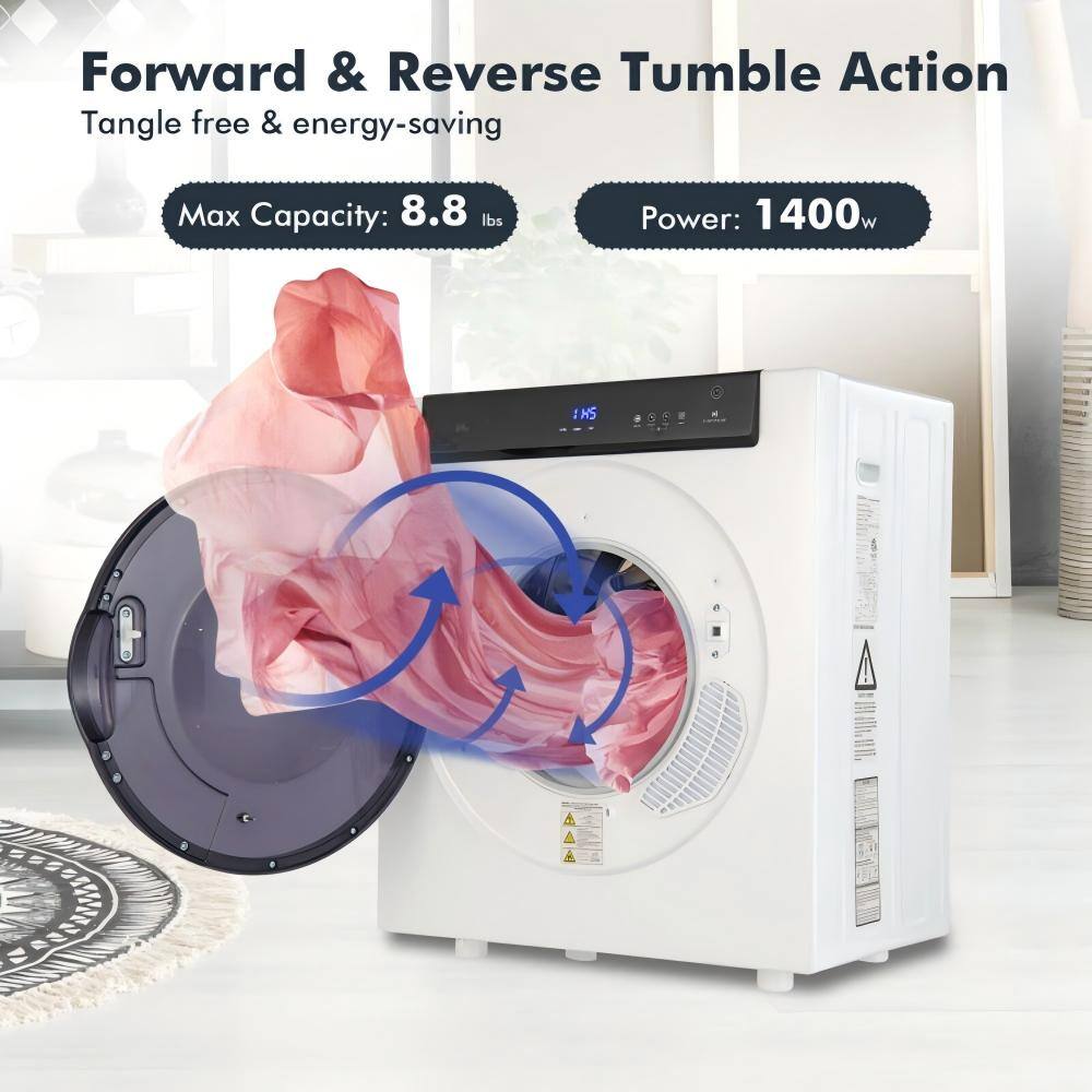 Forward & Reverse Tumble Action  
Tangle free & energy-saving  

Max Capacity: 8.8 lbs  
Power: 1400w