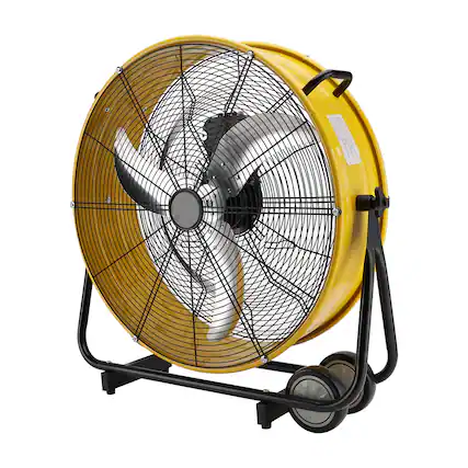 Front. Topteng - 24 Inch Industrial Drum Fan - 4700 CFM, 360° Tilt, 3 Speeds with Wheels for Warehouse & Garage.