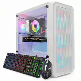 STGAubron - Gaming Desktop PC, Radeon RX 580 8G GDDR5, Ryzen 3 3200G 3.6 GHz, 16G DDR4, 1T SSD, 600M WiFi, BT 5.0, W11H64 - White
