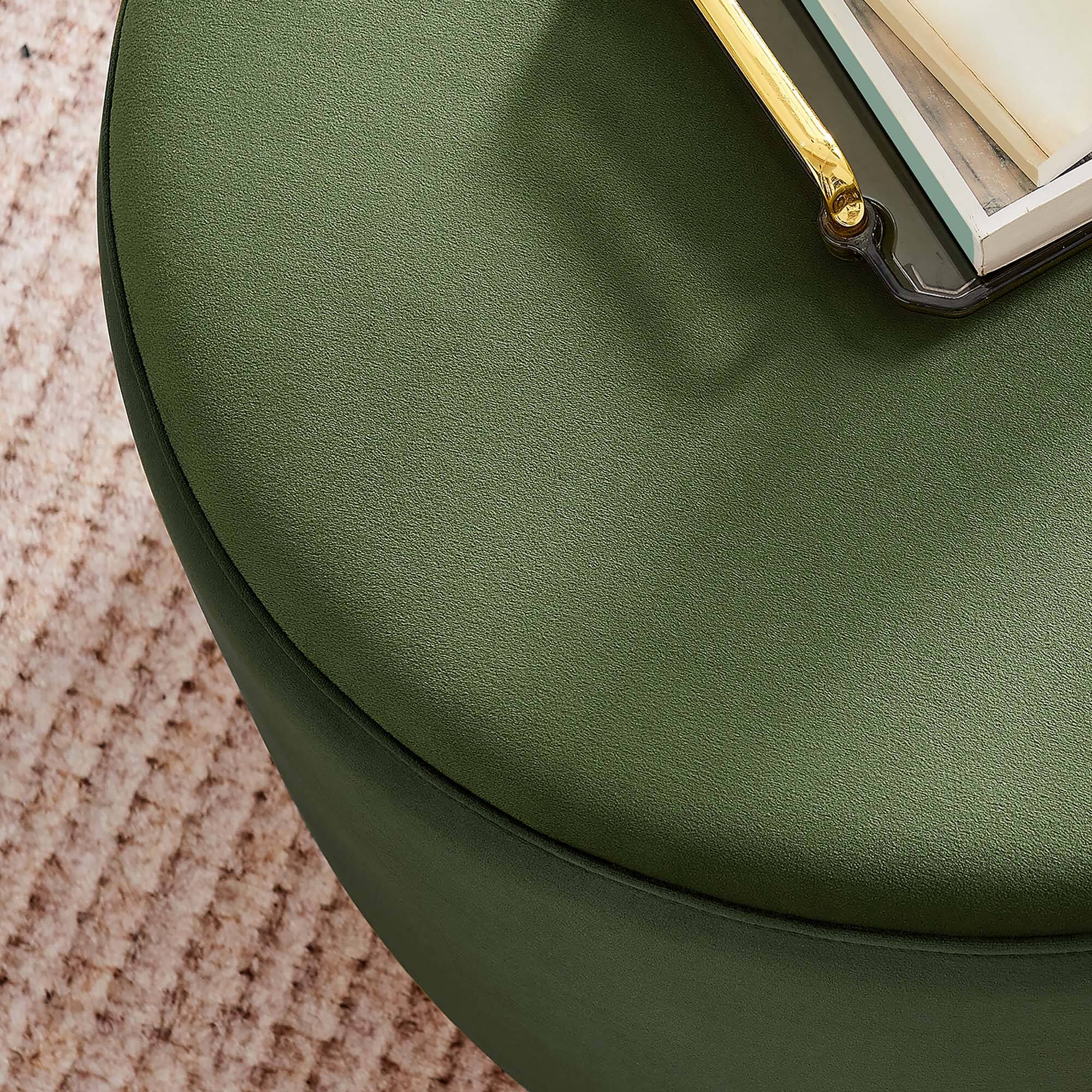 Alt View 2. Modway - Tilden Large 23" Round Performance Velvet Upholstered Ottoman by Modway - Moss Green Natural.
