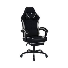 WELLFOR - Gaming Chair Height Adjustable Computer Chair with Headrest Footrest & 360° Swivel Seat - Black