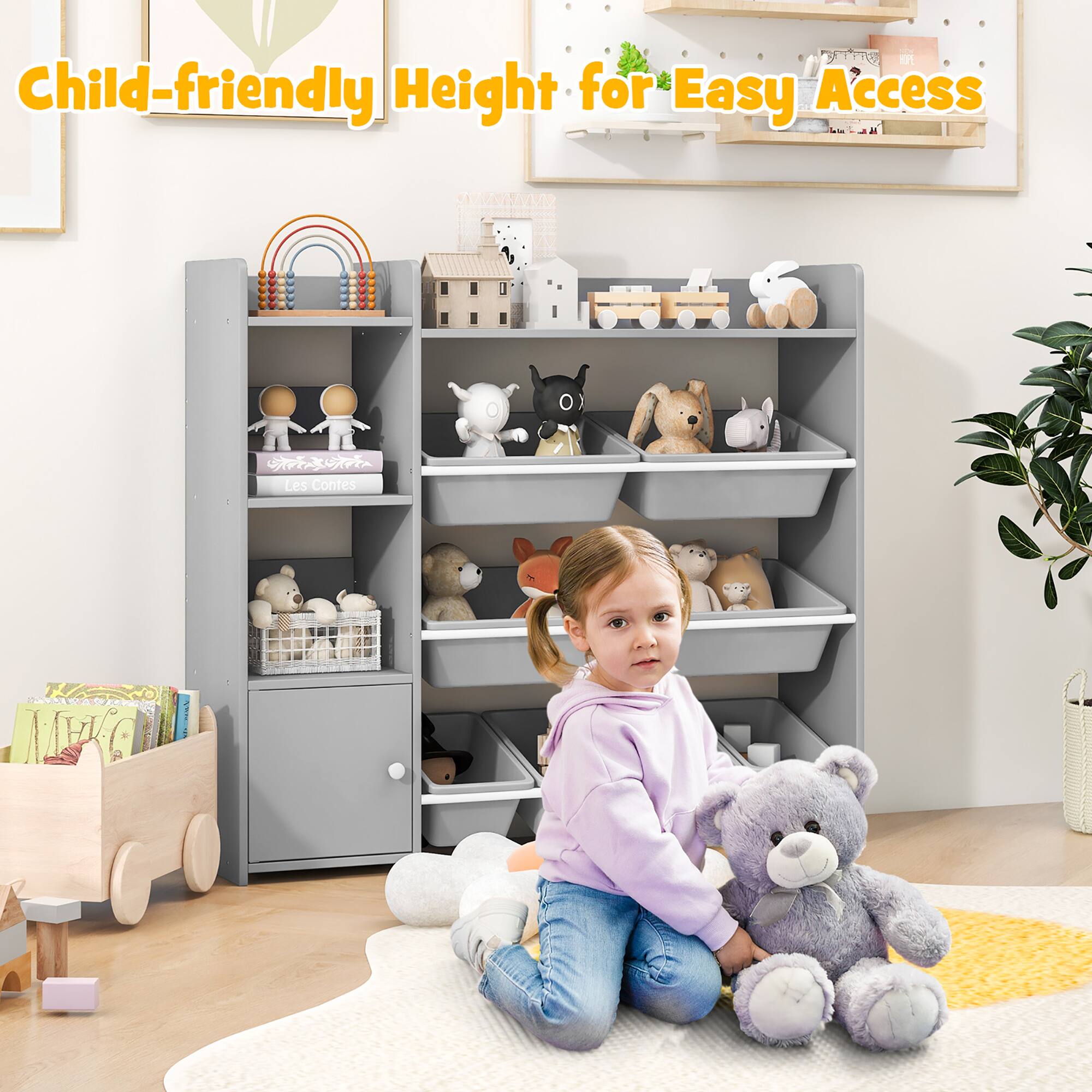 The text in the image reads: "Child-friendly Height for Easy Access."