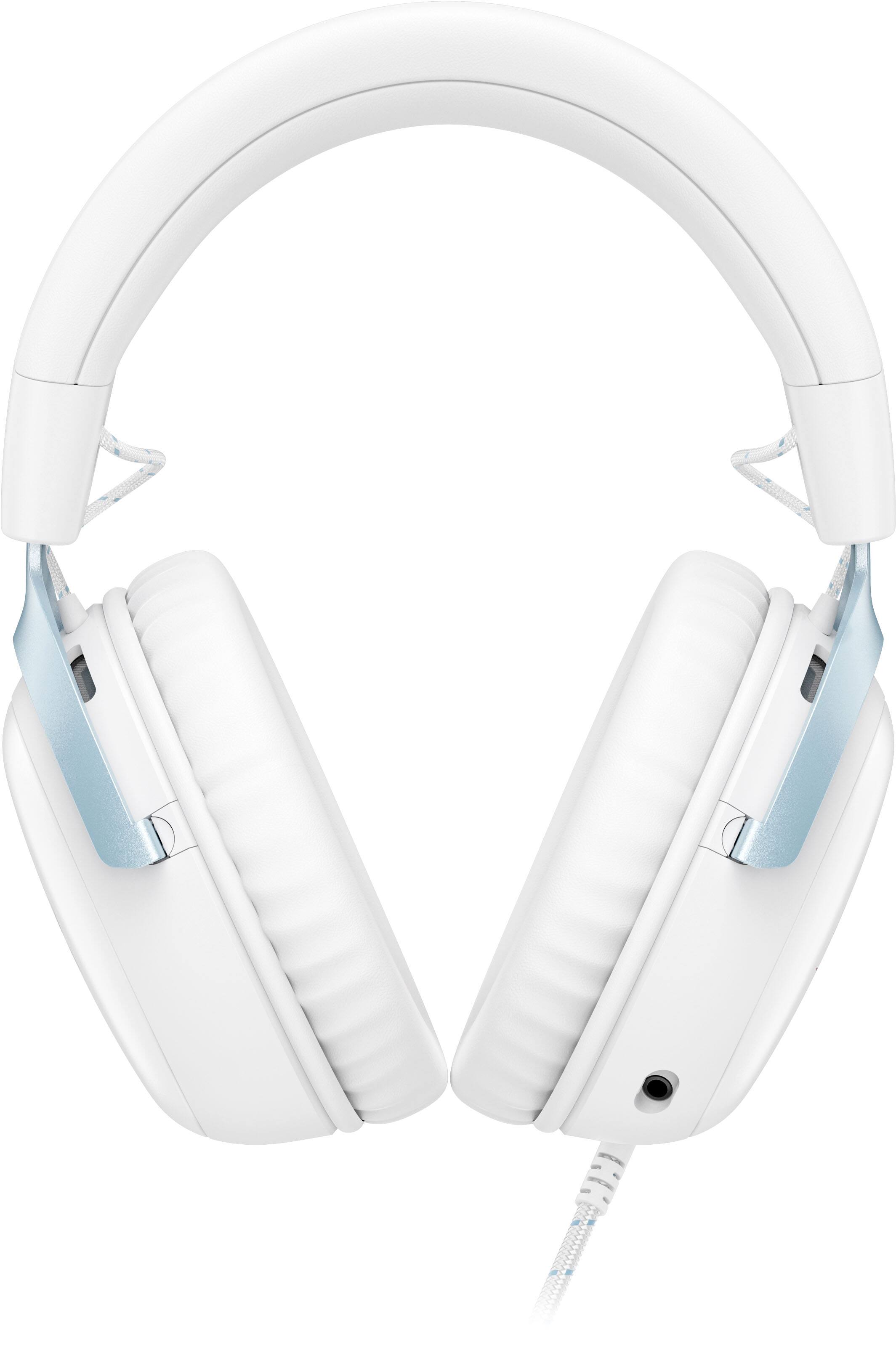 Left. HyperX - Cloud III Wired Gaming Headset for PC, PS5, PS4, Xbox Series X|S, Xbox One, Nintendo Switch, and Mobile - White/Light Blue.