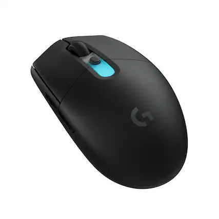Front. Logitech - G305 X SUPERLIGHT Wireless Bluetooth Gaming Mouse with HERO 44K Sensor and 6 Programmable Buttons for PC/Mac - Black.
