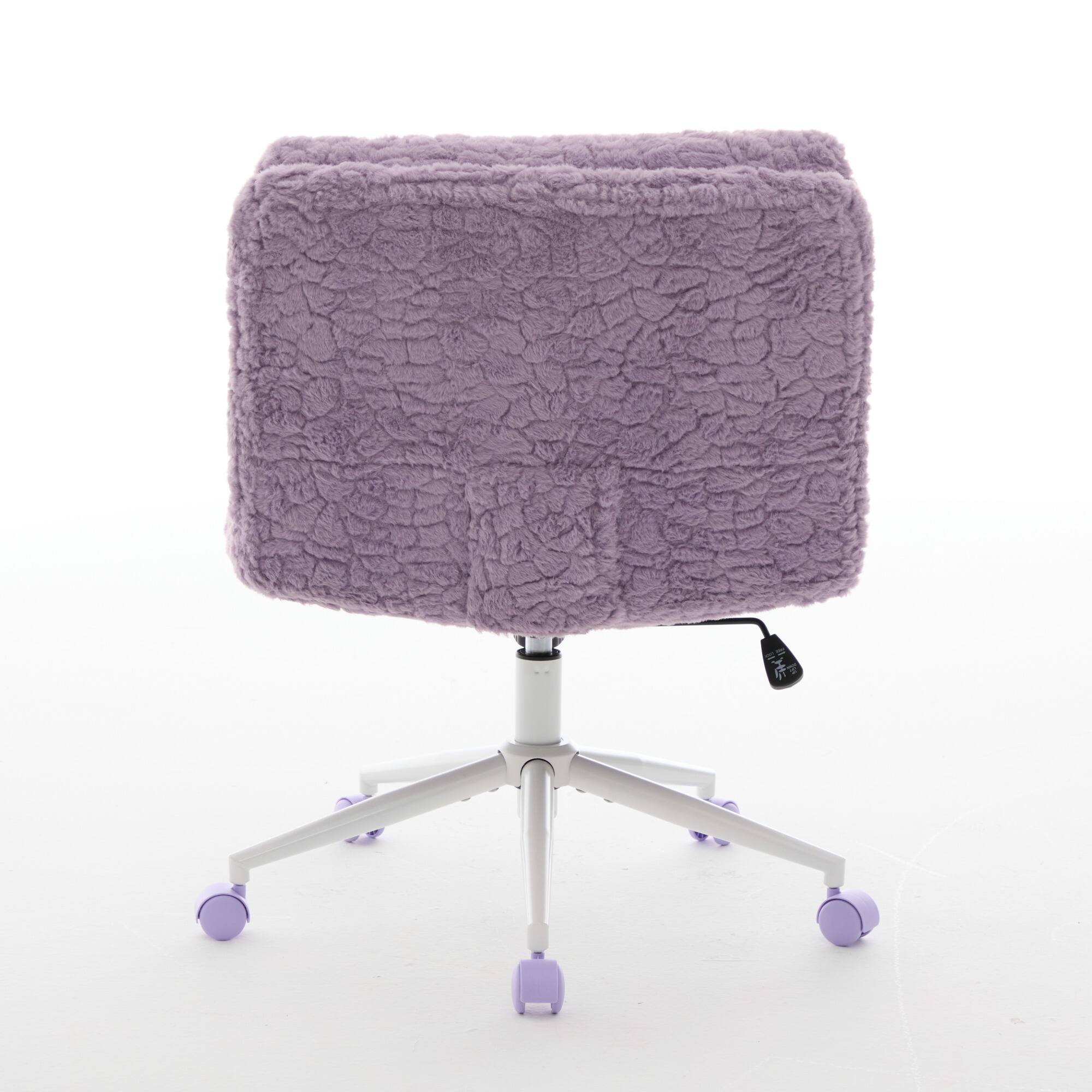 Alt View 5. GOODSILO - Extra Wide Plush Faux Fur Office Chair with Adjustable Height and 360-Degree Swivel for Home Workspace - Violet.