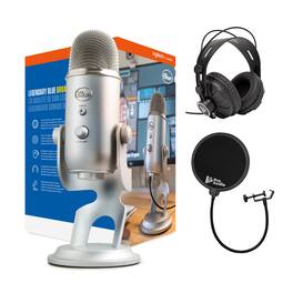 Blue Microphones - Blue Microphone Yeti USB Mic (Silver) with Headphones Bundle