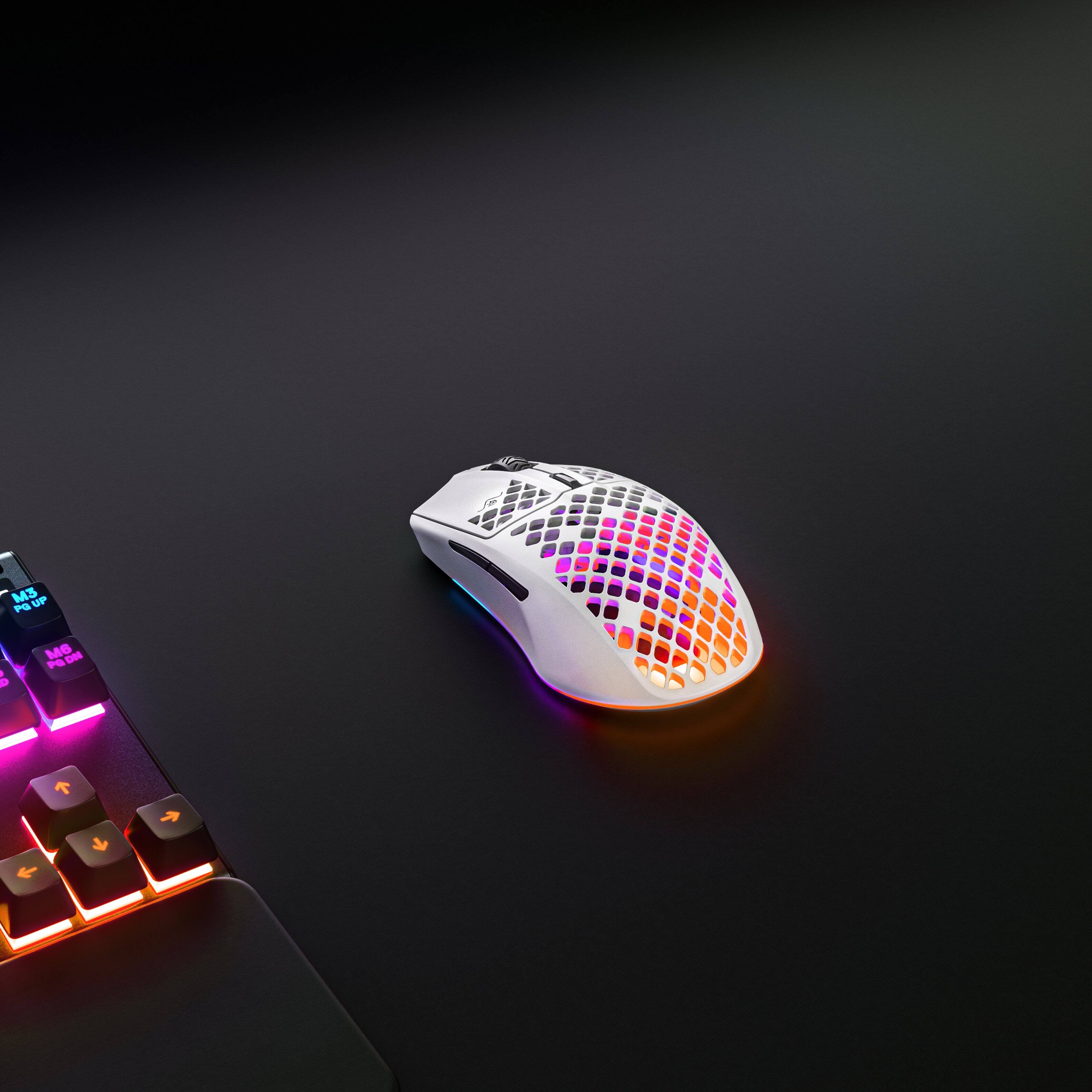 Alt View 13. SteelSeries - Aerox 3  Super Light Honeycomb Wireless RGB Optical Gaming Mouse - Snow.