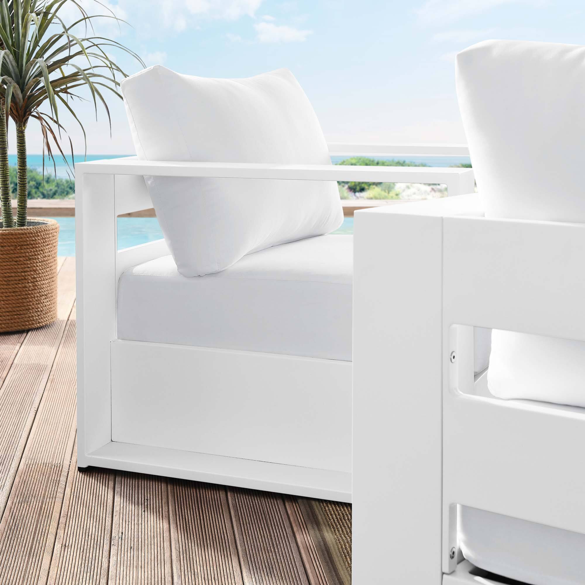 Alt View 1. Modway - Tahoe 2-Piece Outdoor Patio Powder-Coated Aluminum Armchair Set by Modway - White White.