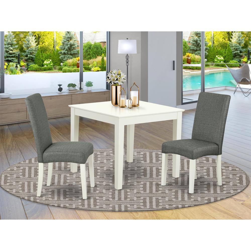 Left. East West Furniture - Dining Room Set Linen White - Brown.