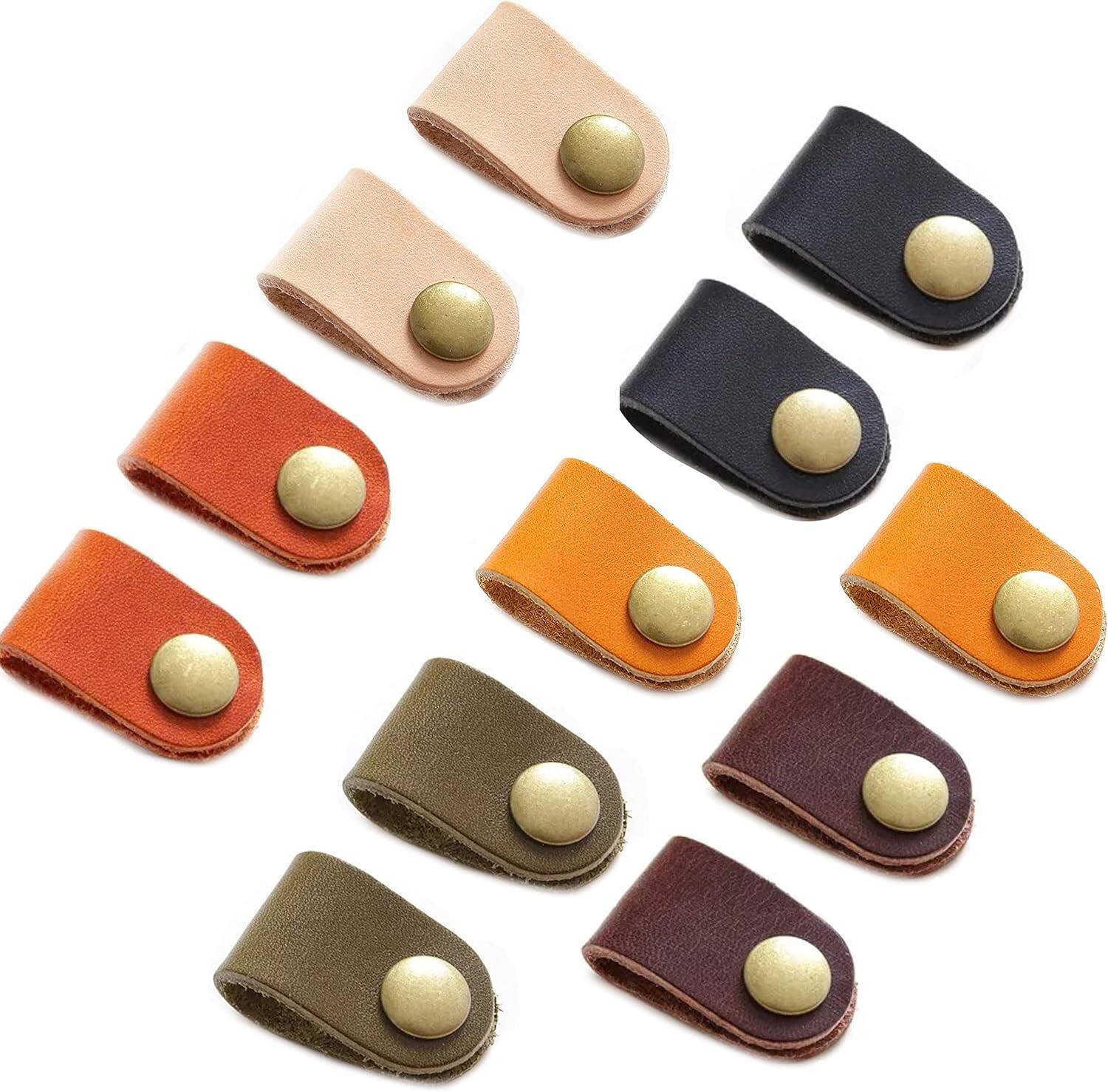 THIRSTY TURTLE - 12-Pack Leather Cable Straps – Portable Cord Organizer for Earphones & Cords