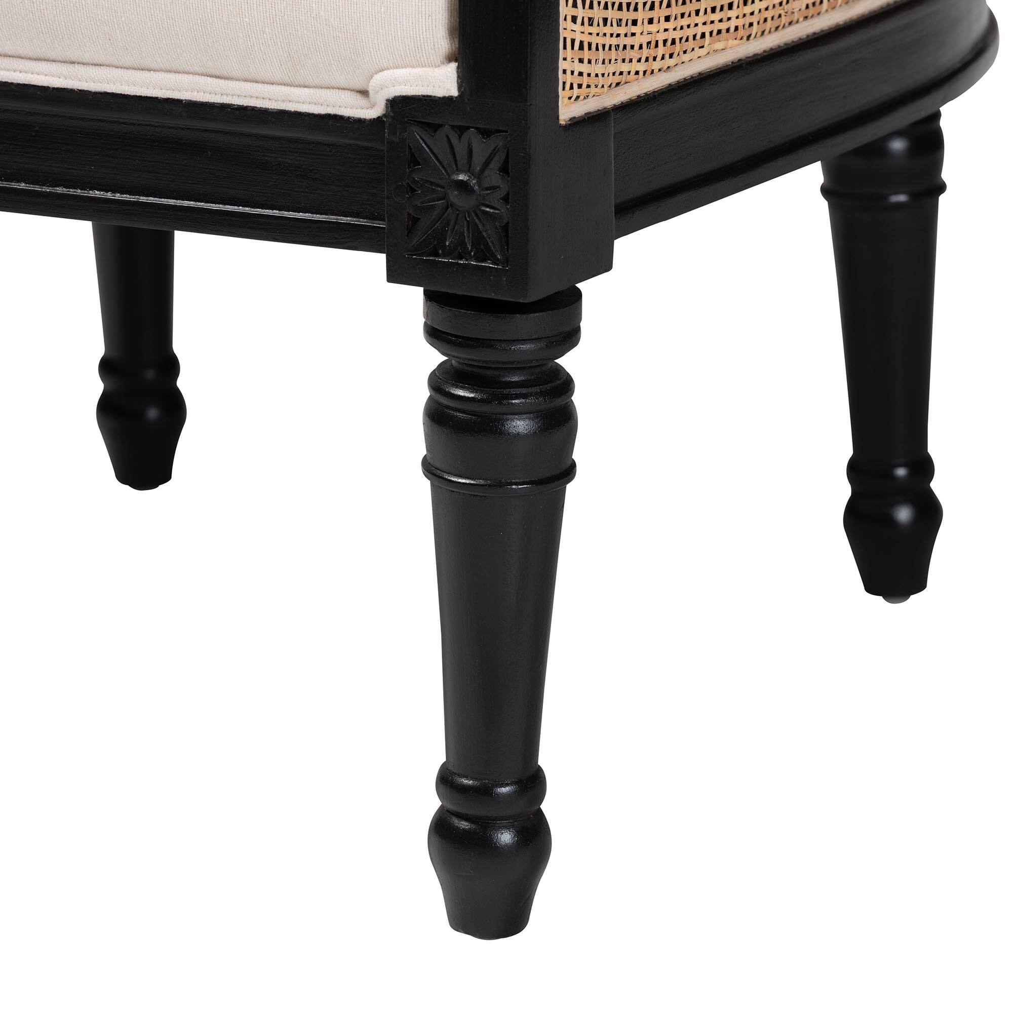 Alt View 2. bali & pari - Elizette Traditional French Fabric and Finished Wood Accent Chair - Beige/Black.