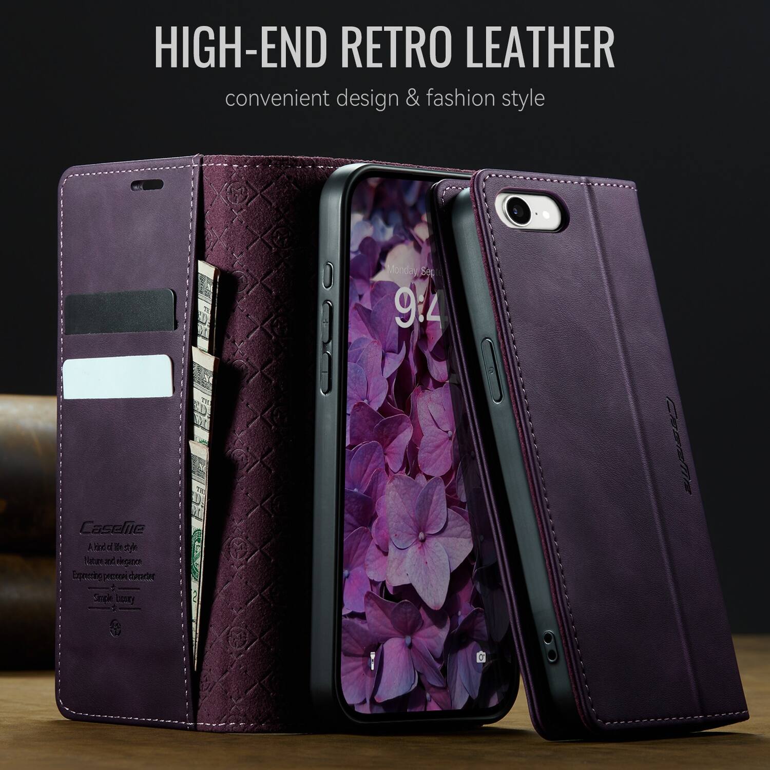HIGH-END RETRO LEATHER  
convenient design & fashion style  

Casele  
A hand of life style  
Nature and elegance  
Expressing personal appearance  
Simple Luxury  

Monday Sep 9:4