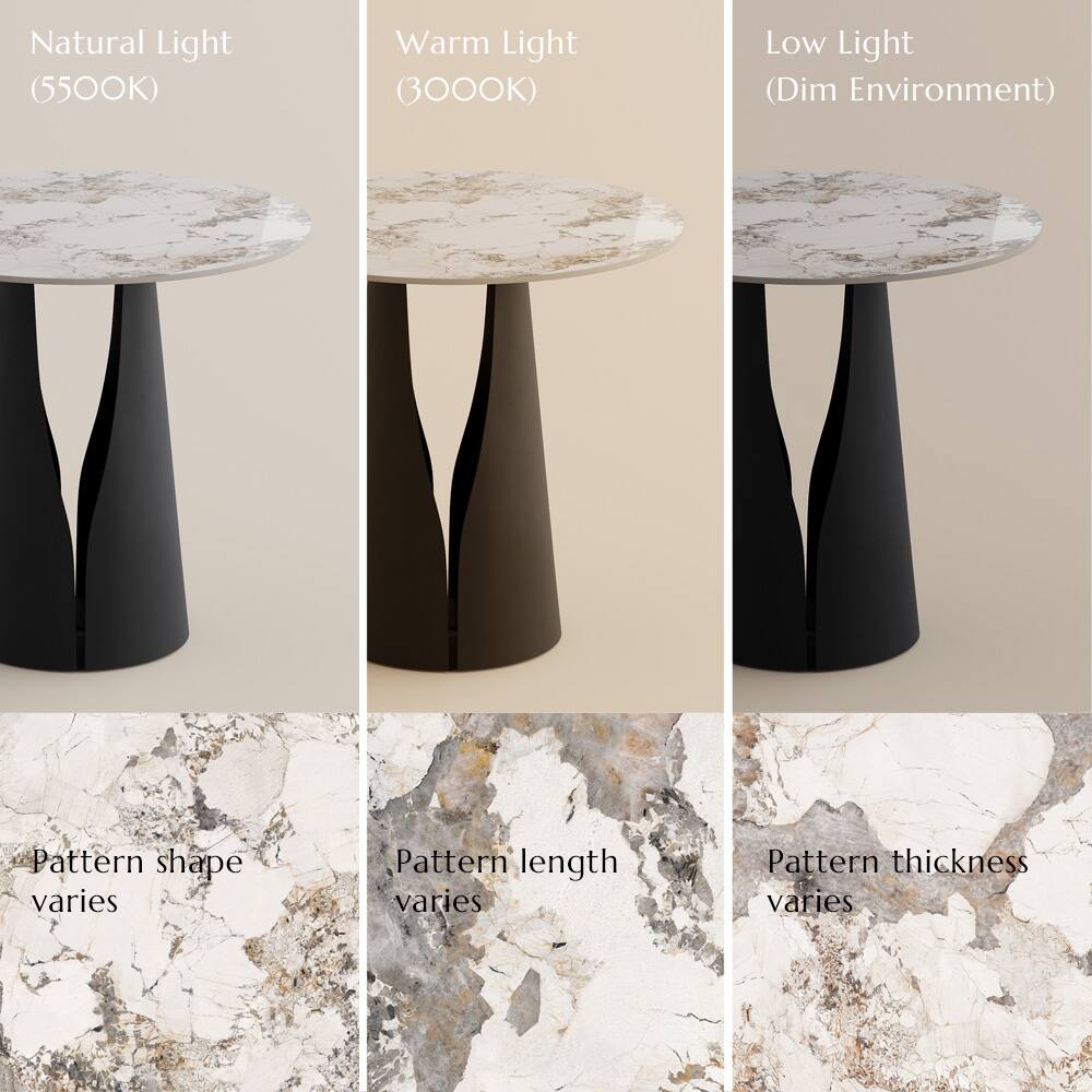 Natural Light (5500K)  
Warm Light (3000K)  
Low Light (Dim Environment)  

Pattern shape varies  
Pattern length varies  
Pattern thickness varies