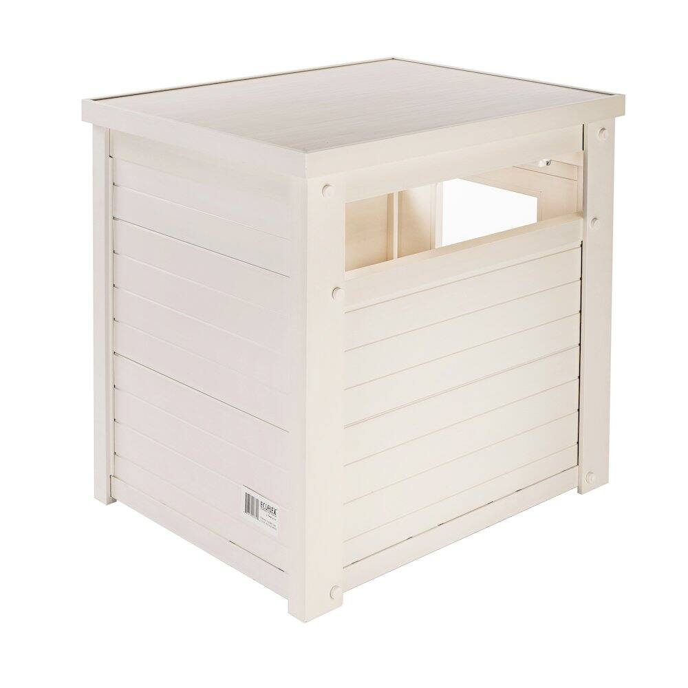 Left. New Age Pet - ECOFLEX Litter Box Cover End Table - Antique White - Antique White.