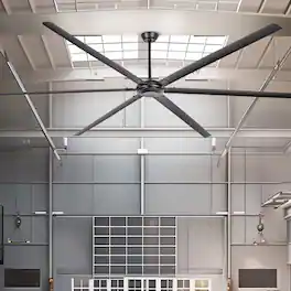 Parrot Uncle - 120 Inch Industrial Aluminum 6 Blade DC Motor Large HVLS Ceiling Fan No Light - Black