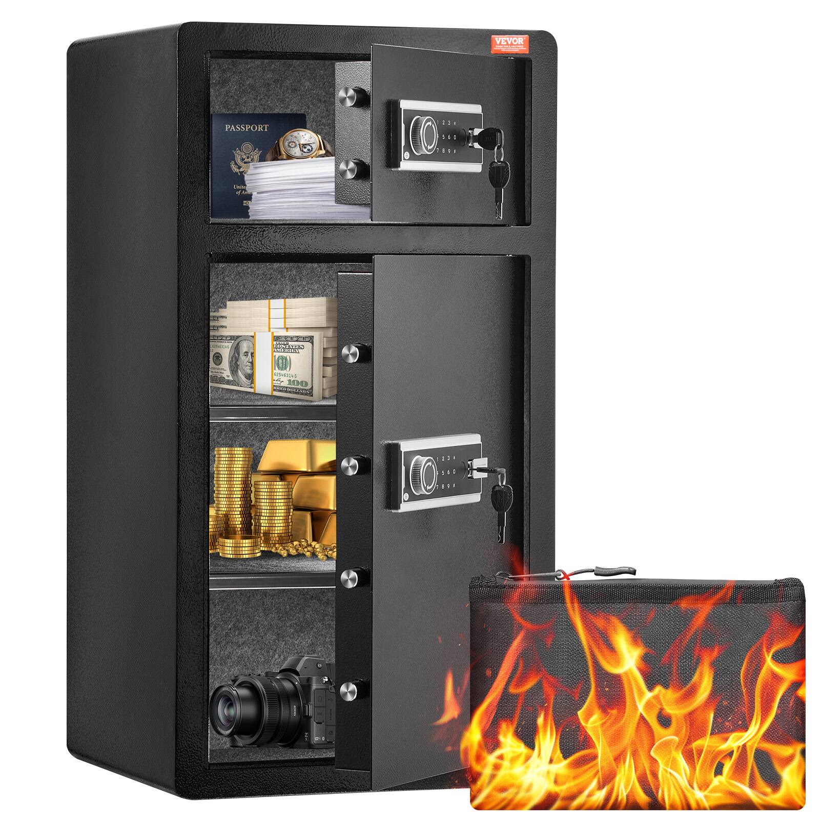 VEVOR - Double Doors 7.2 cu.ft Safe Box with Key Lock & Password, Safe Lock Box with Fireproof Bag - Black