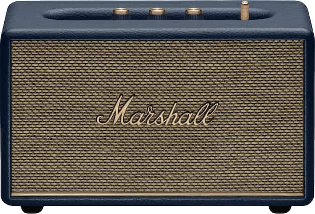 Front. Marshall - Acton III Bluetooth Home Speaker with Bass / Treble / Volume Controls and 3.5 mm Auxiliary Input - Midnight Blue.