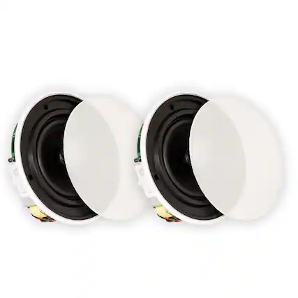 Front. Theater Solutions by Goldwood - TSQ670 In Ceiling 70 Volt 6.5" Speakers Quick Install Pair - Paintable White.