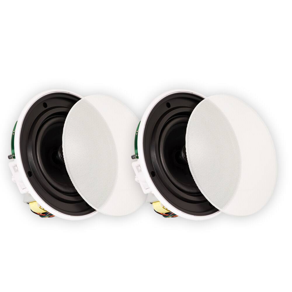 Front. Theater Solutions by Goldwood - TSQ670 In Ceiling 70 Volt 6.5" Speakers Quick Install Pair - Paintable White.