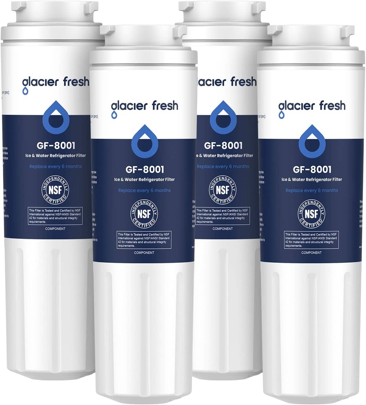 GLACIER FRESH - UKF8001 Compatible with Whirlpool Refrigerator Water Filter 4, EDR4RXD1, 4 Pack