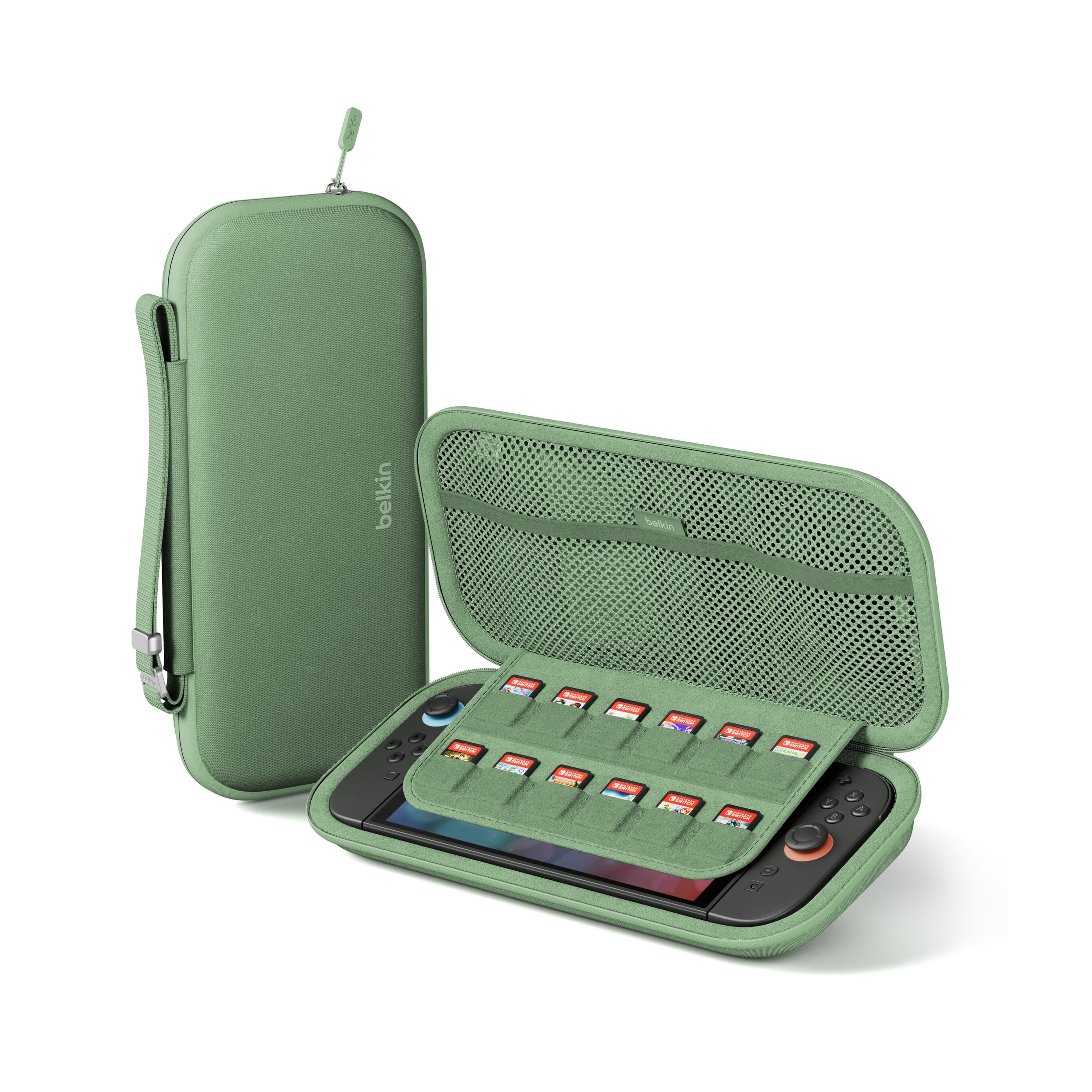 Belkin - Travel Case for Nintendo Switch 2, Protect Against Scratches and Drops, Carrying Protective, Durable, Game Card Storage - Sage Green