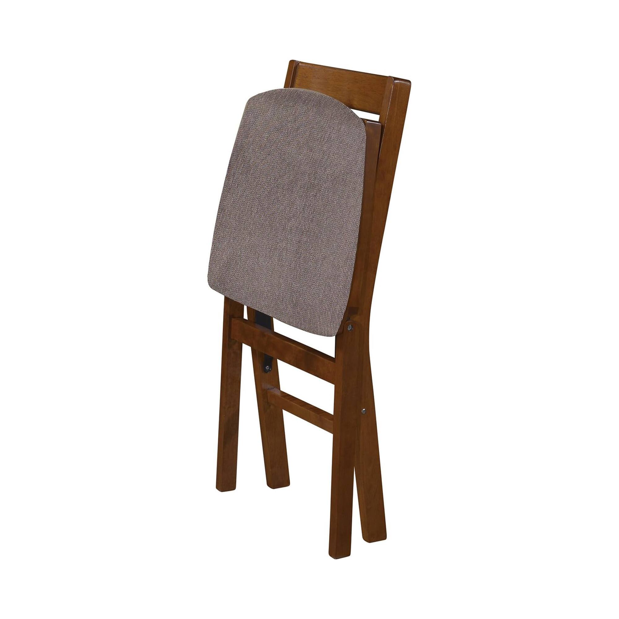 Alt View 7. Stakmore - Stakmore Slat Back Folding Chair, Fruitwood Frame with Colton Fabric (Set of 2) - Fruitwood Finish.