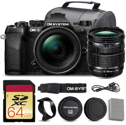 OM SYSTEM OM-5 GTAL afna e 2 14 1 YSTEM 12-45mm toe a mit R OM SYST Y Sp XC 64 GB OM BYSTEM WY UIN SYSTEN