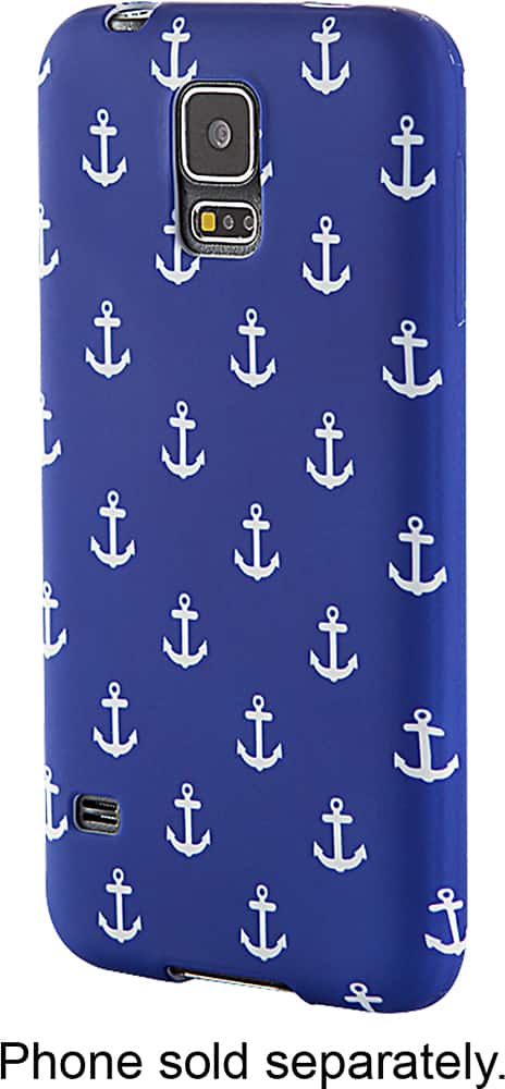 Front. Dynex™ - Soft Shell Case for Samsung Galaxy S 5 Cell Phones - Blue/White.