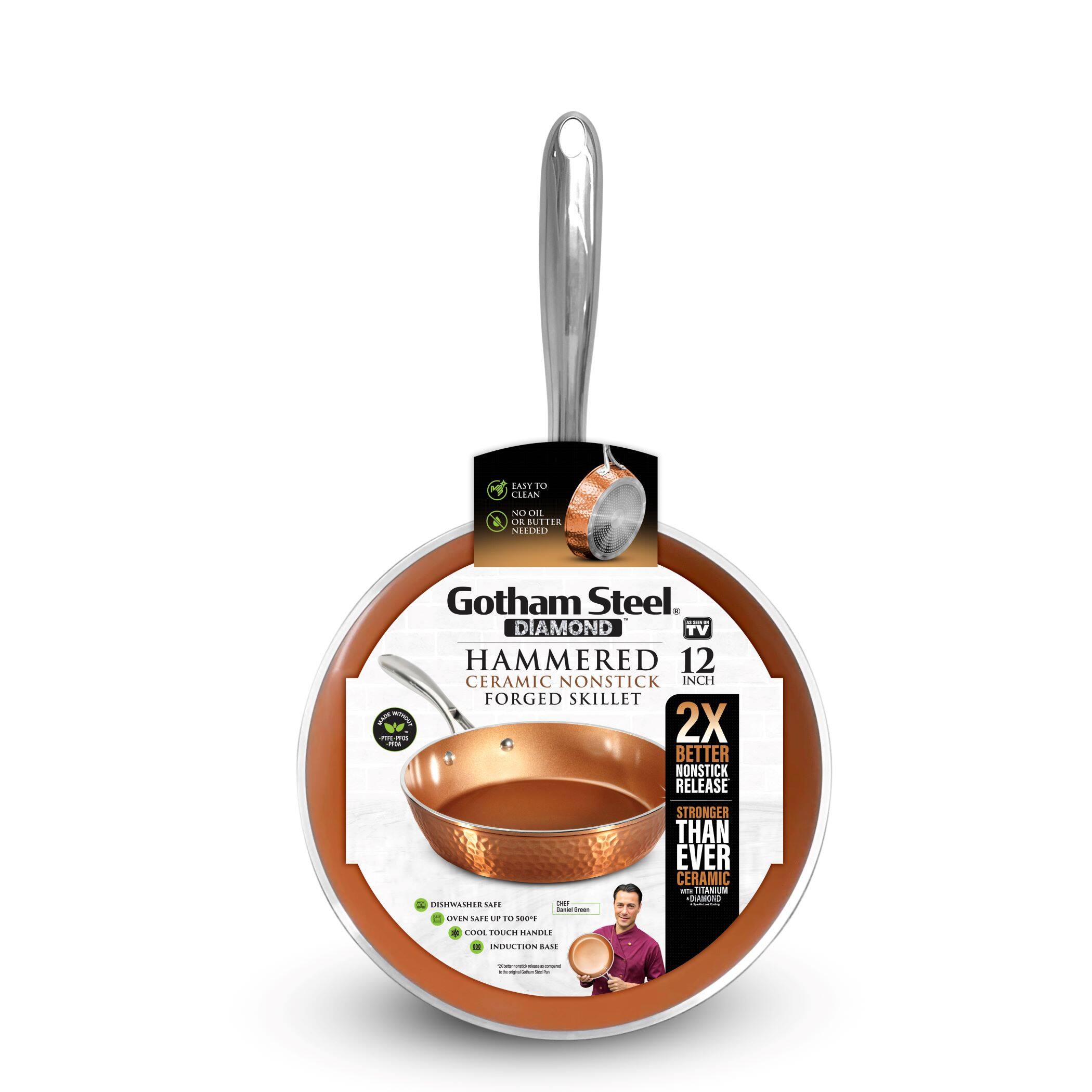 Gotham Steel - Hammered 12" Nonstick Fry Pan with Stay Cool Handle - Copper - Thumbnail 4