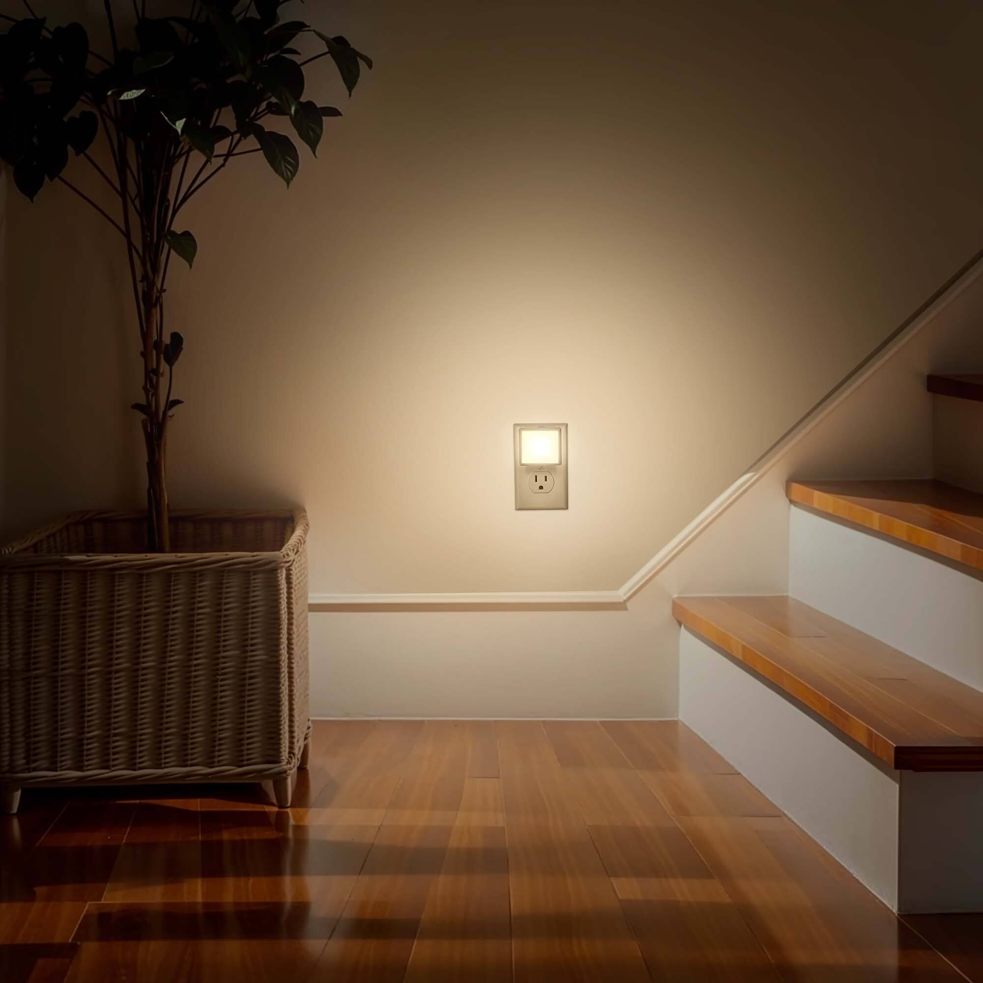 Alt View 3. Jandcase - JANDCASE 2-Pack 0.3W Plug-in Night Light, 3000K Warm Glow, Compact Square Design, Non-, Dusk-to-Dawn Auto Sensor - White.