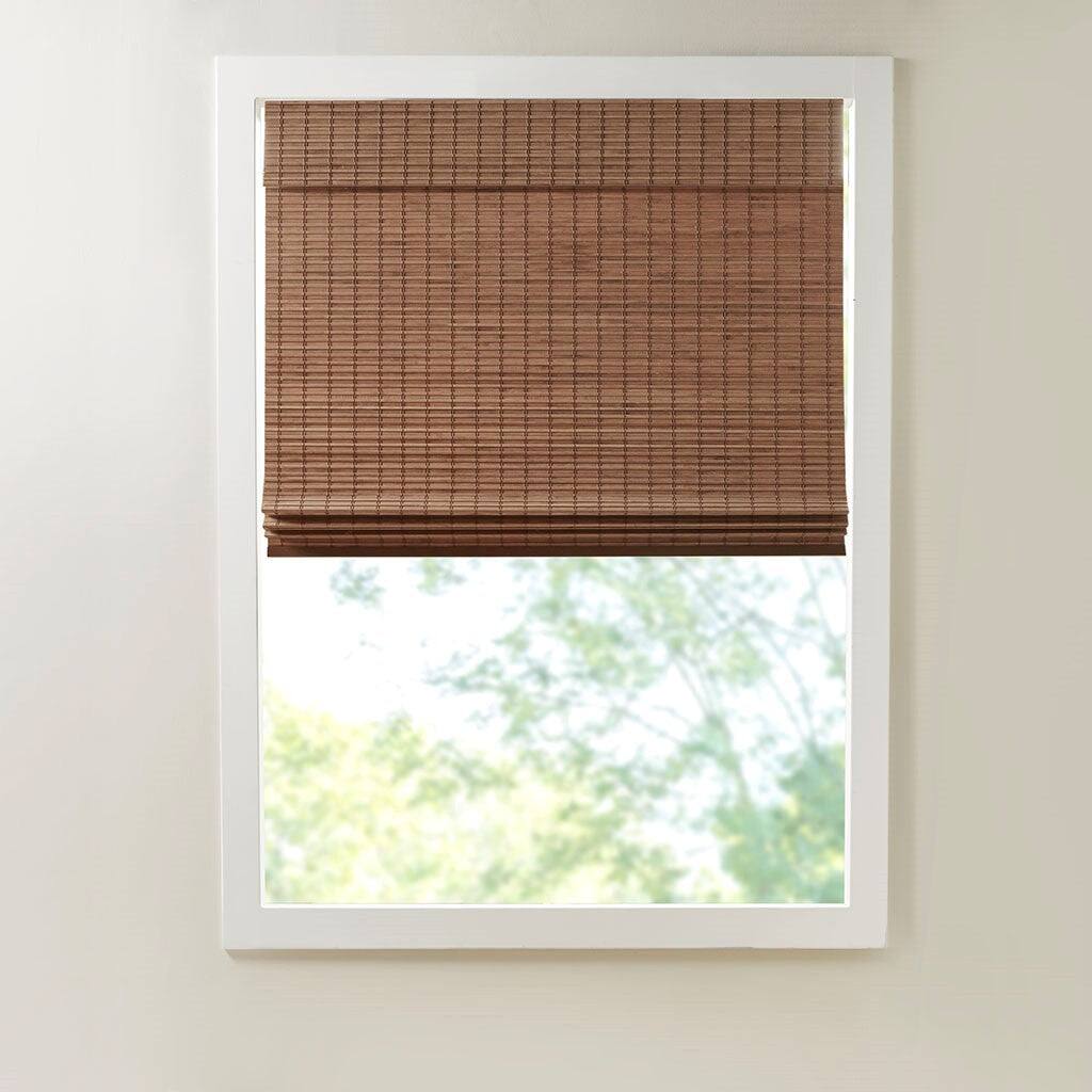 Alt View 2. BreeBe - Bamboo Light Filtering Roman Shade 64'L - Teak.