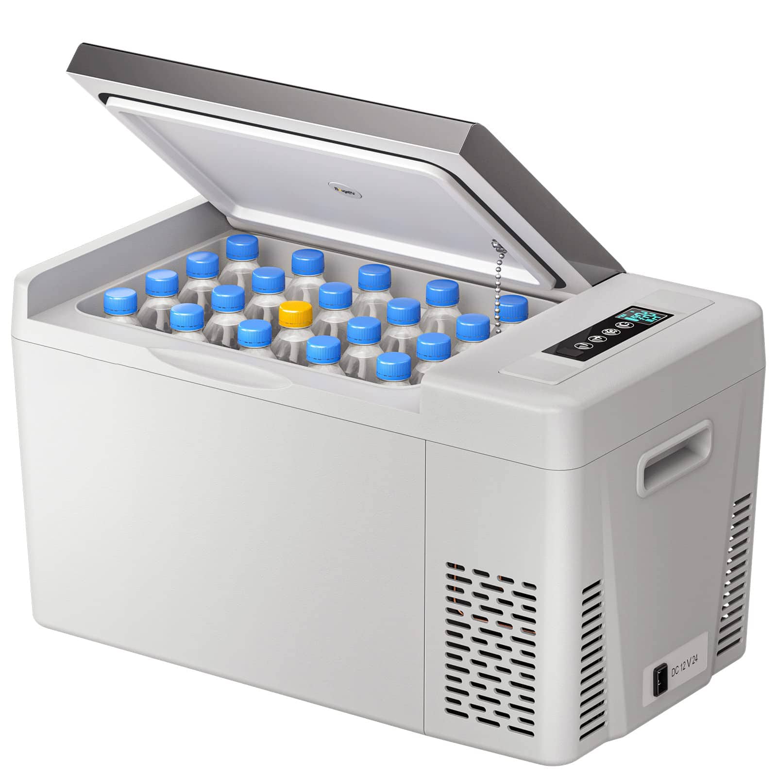 GlowWise - 12V Portable Compressor Fridge, 23 Quart, AC/DC Power, -8°F~50°F for Car, Truck, RV Camping - Gray