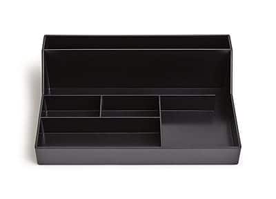 Front. TRU RED - 6-Compartment Plastic Desktop Organizer - Black.
