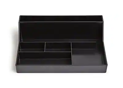 Front. TRU RED - TRU RED™ 6-Compartment Plastic Desktop Organizer, Black (TR55259) - Black.